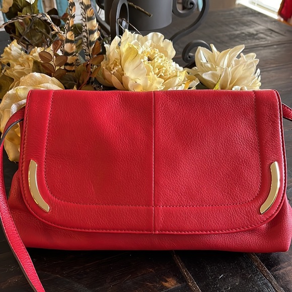 b. makowsky Handbags - B. Makowsky Soft Red Leather Clutch Shoulder Strap